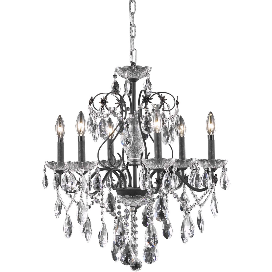 St. Francis 6 Light Dark Bronze Crystal Chandelier 24 Inch (1 of 2)