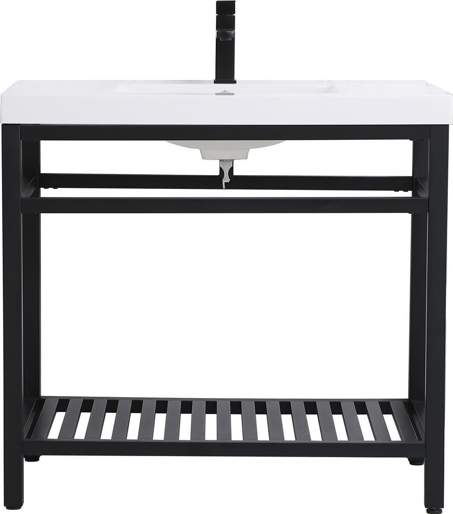 Elegant Lighting Modern Brass Iron Bathroom Vanity with Storage Shelf: Elegant Lighting Modern Brass Iron Bathroom Vanity with Storage Shelf Elevate your bathroom with this modern metal vanity featuring a sleek design and practical storage shelf. Constructed from