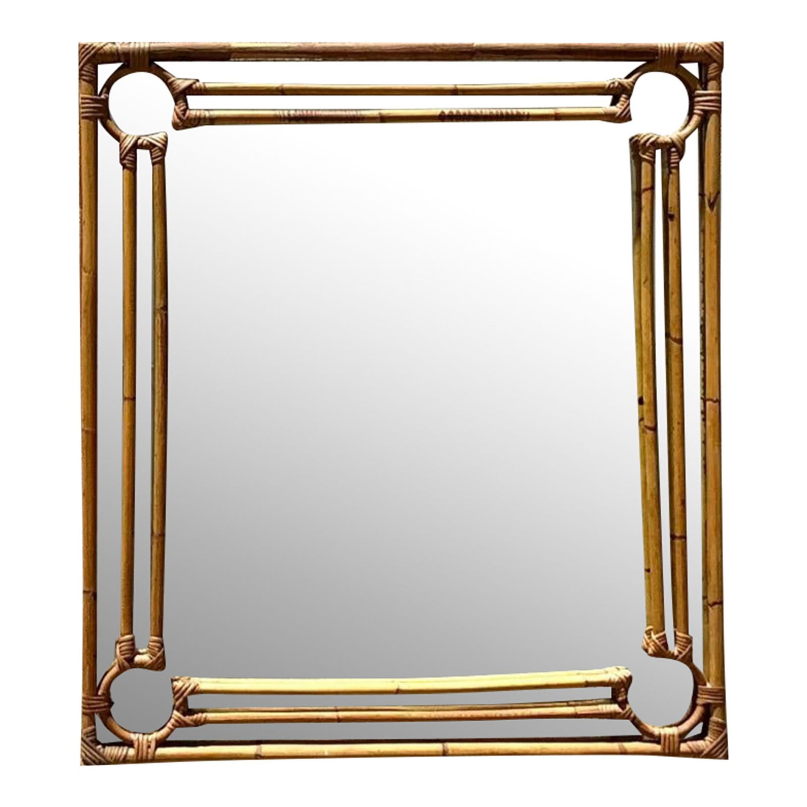 Vintage Coastal Rattan Mirror 36 x 40 Seaside Charm: Vintage Coastal Rattan Mirror 36 x 40 Seaside Charm Enhance your home decor with the Vintage Coastal Four Corners Rattan Mirror, a perfect blend of style and functionality. This mirror features a