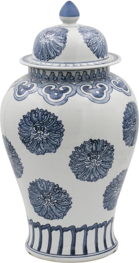 Handmade Chinese Style Blue White Porcelain Temple Jar 20H: Handmade Chinese Style Blue White Porcelain Temple Jar 20H This handcrafted blue and white temple jar is a stunning addition to any decor. Made from high-quality porcelain, it features a captivating