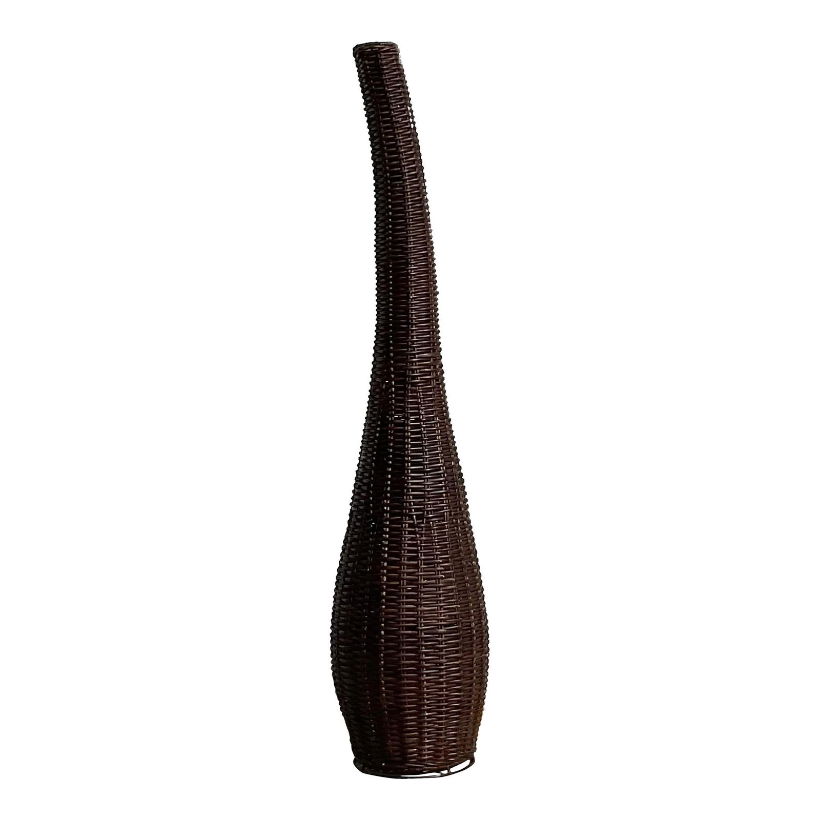 Vintage Coastal Rattan Tall Floor Vase 68.25 Coffee Color: Vintage Coastal Rattan Tall Floor Vase 68.25 Coffee Color This stunning vintage Coastal floor vase showcases a chic woven rattan design in a tall biomorphic shape, making it a perfect addition to any