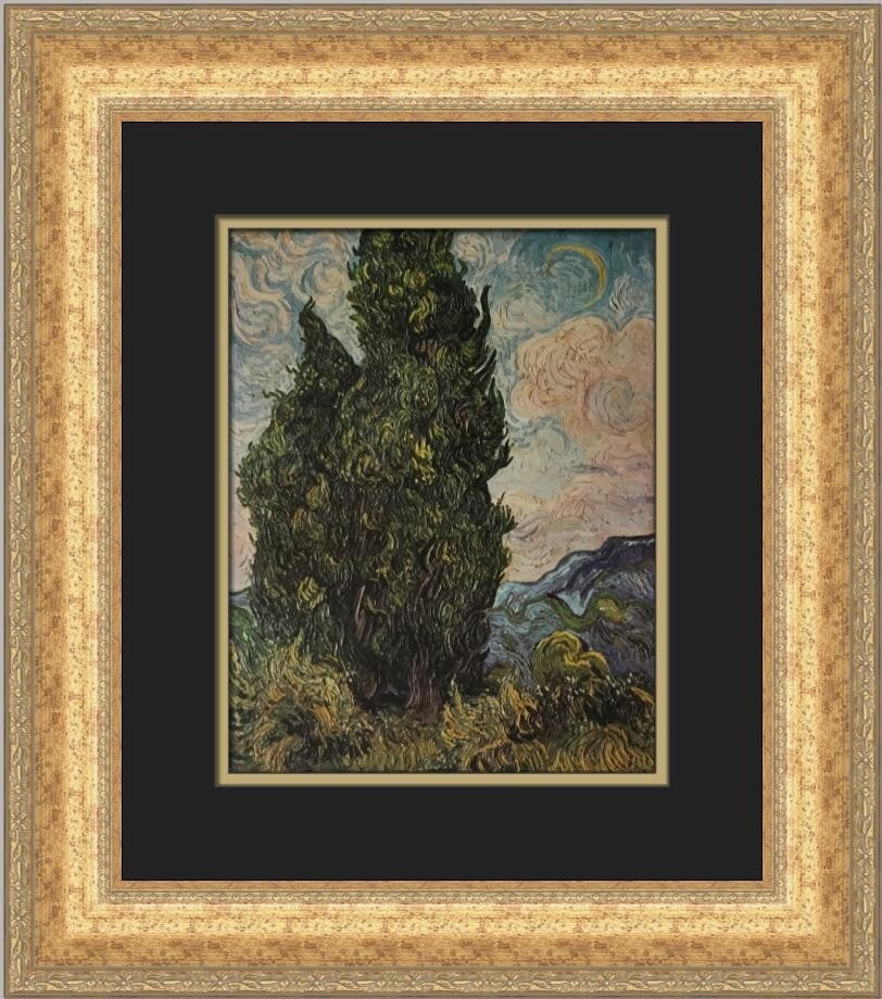 Vincent Van Gogh Cypresses I Custom Framed Offset Lithograph Print (1 of 2)