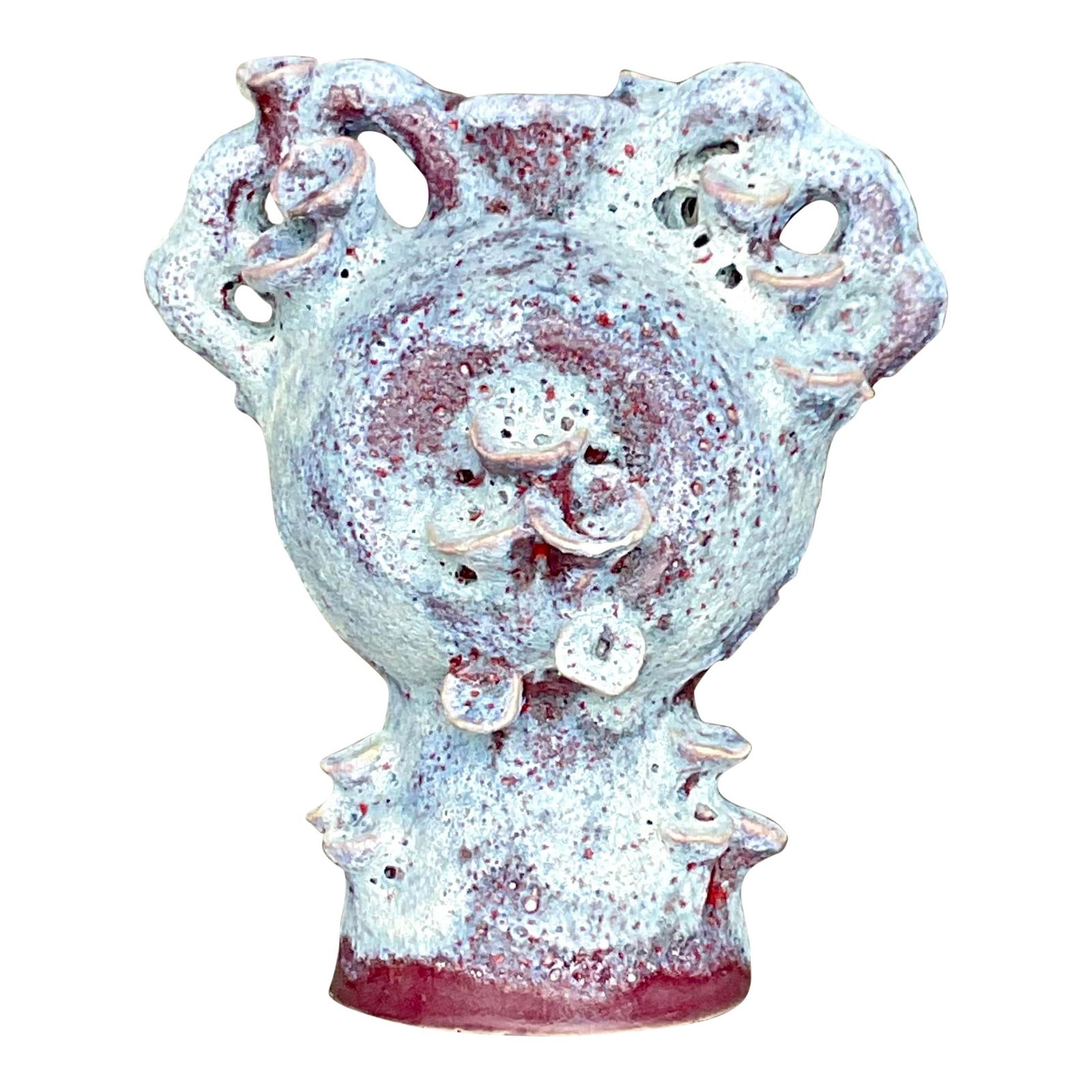 Vintage Boho Ruby Red Lava Glaze Pottery Sculpture (1 of 6)