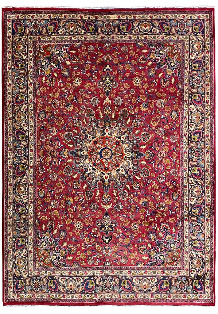 10 x 13 Persian Mashad Rug Burgundy Signed Premium Quality (1 of 13)