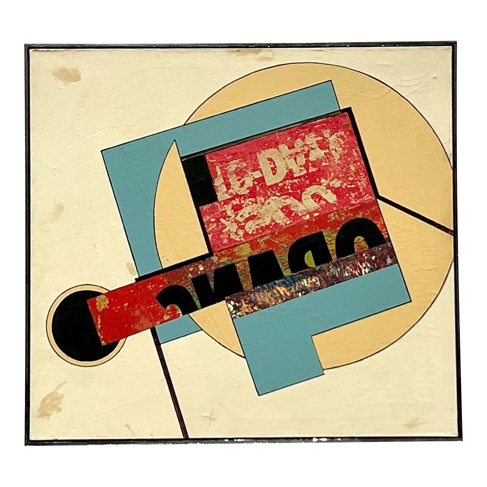 1960s Vintage Boho Mixed Media Oil Painting 37x34 (1 of 10)