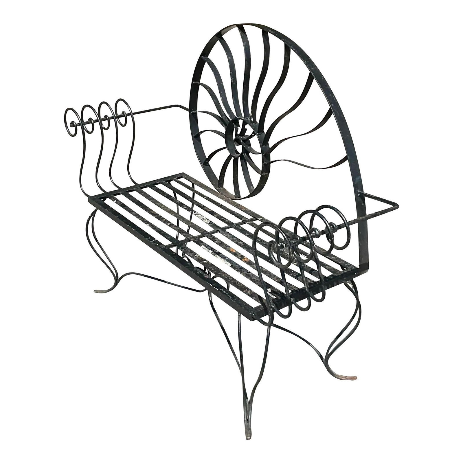 Vintage Nautilus Shell Wrought Iron Loveseat Coastal Charm (1 of 5)