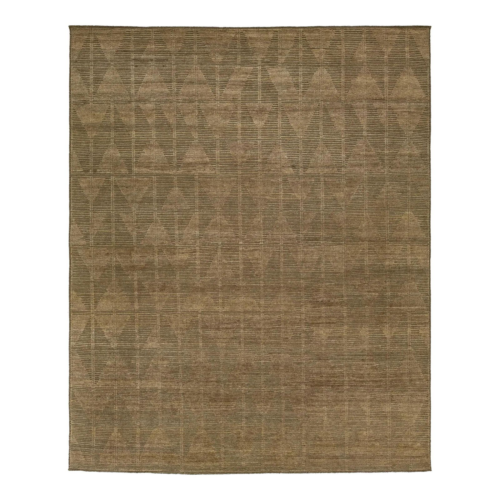 Hand-Knotted 12'2 x 15' Brown Moroccan Wool Rug Geometric Pattern (1 of 10)