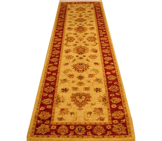 Elegant 3' x 10' Ivory Chobi Peshawar Runner Rug (1 of 5)
