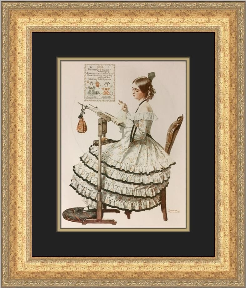 Norman Rockwell The Sample Custom Framed Offset Lithograph Print 20x18 (1 of 2)