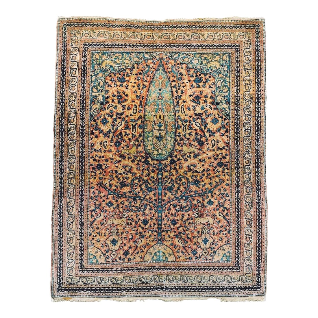 Rare Hadji Jalili 19th Century Tabriz Animal Pictorial Rug (1 of 10)