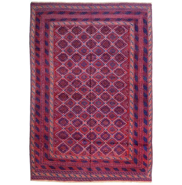 6.10 x 8.9 Afghan Mashwani Baluch Tribal Area Rug Handwoven Red Wool (1 of 6)