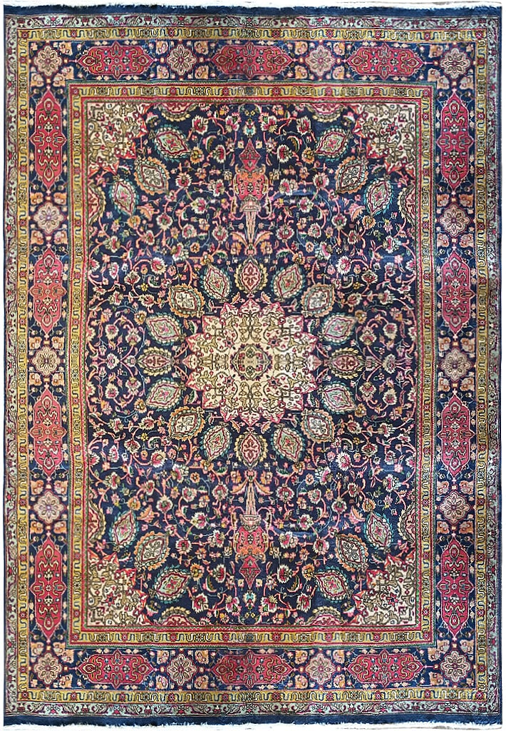 Authentic Persian Sheikh Safi Tabriz Wool Rug 9.6 x 12.4 Semi-Antique (1 of 9)