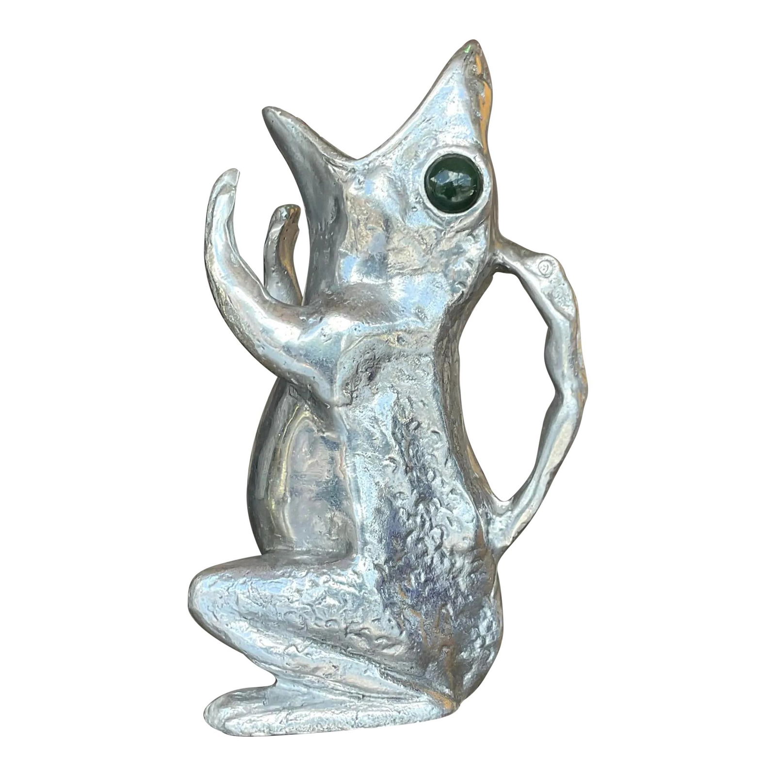 Vintage Boho Arthur Court Frog Pitcher Silver Pewter Glass (1 of 8)