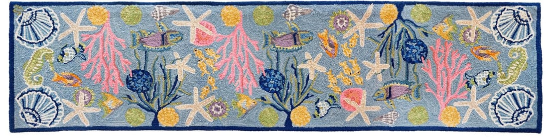 Whimsical Sanibel 3x5 Hooked Wool Rug Eclectic Style (1 of 1)