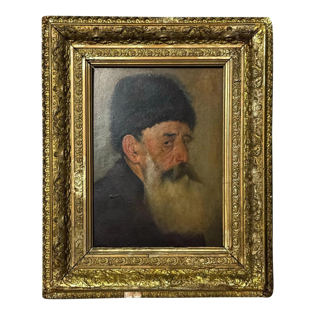 Vintage Oil Portrait of Bearded Man on Masonite Board (1 of 5)