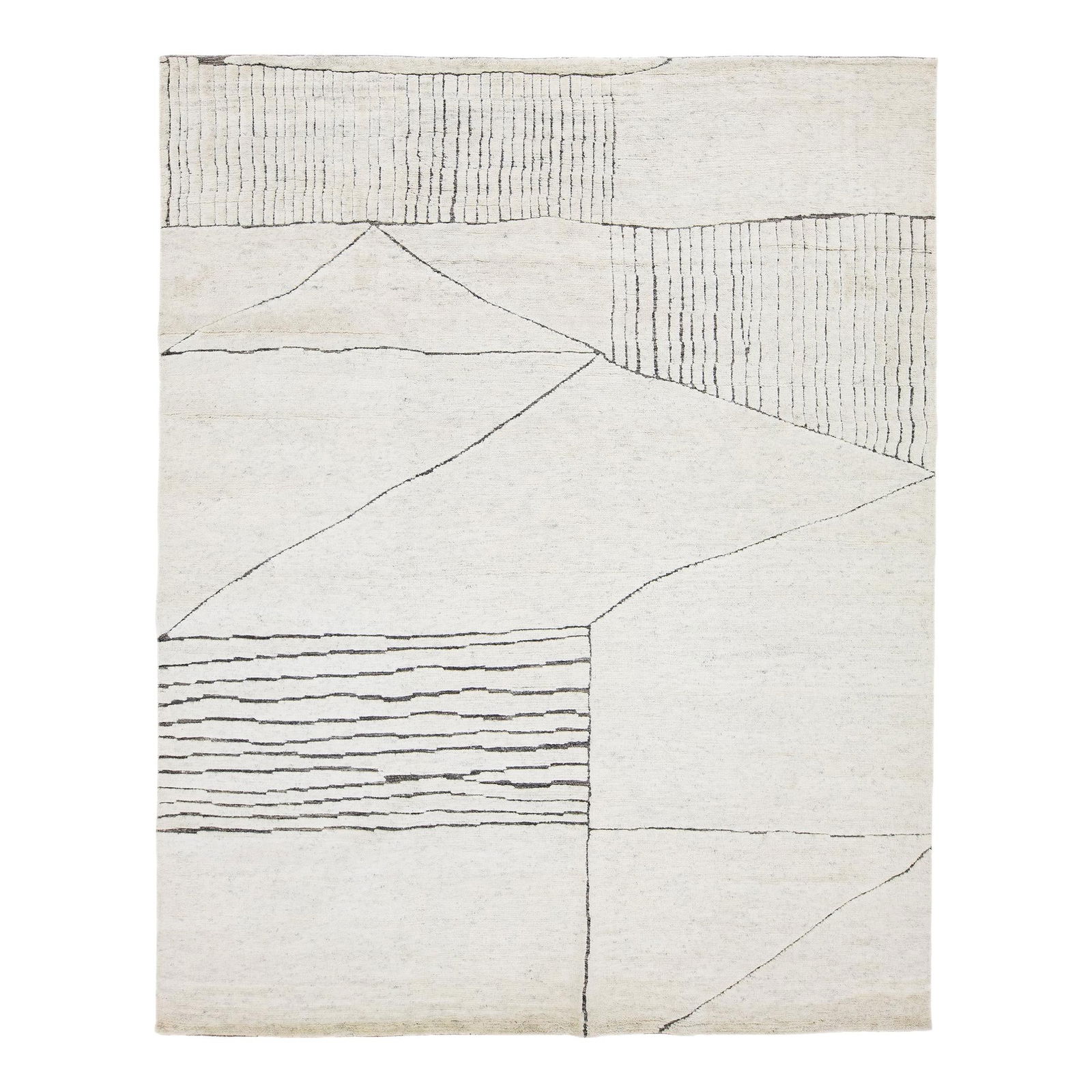 Modern Abstract Moroccan Wool Rug 8' x 9'11' Ivory (1 of 7)