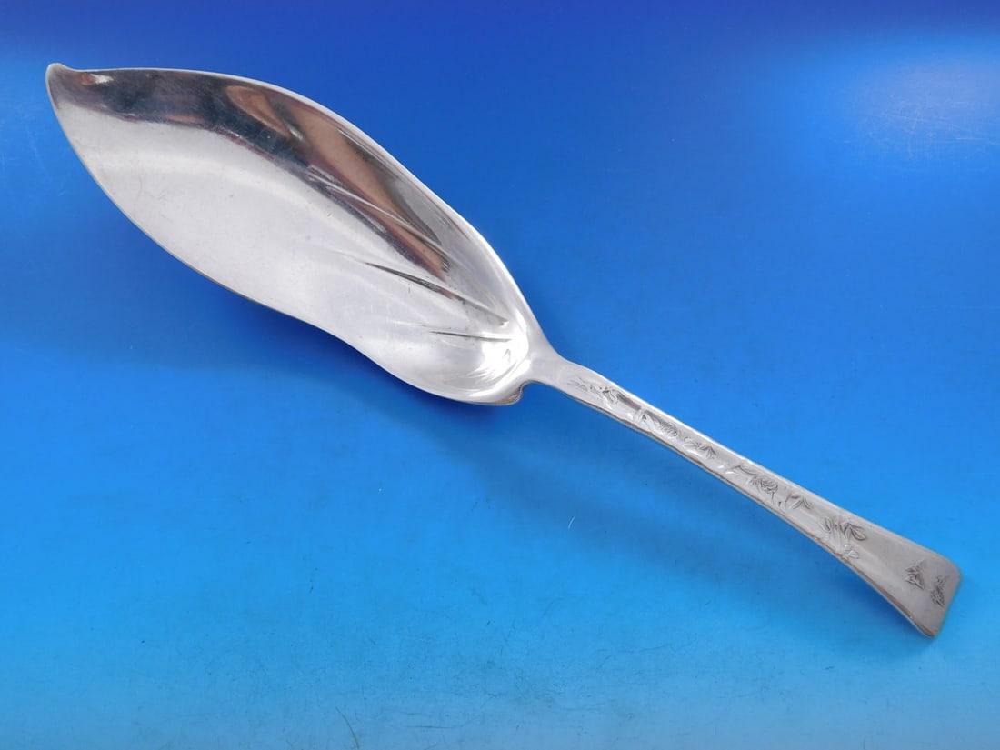 Tiffany Sterling Silver Fish Server Butterflies 12 7/8" Lap Over Edge (1 of 7)