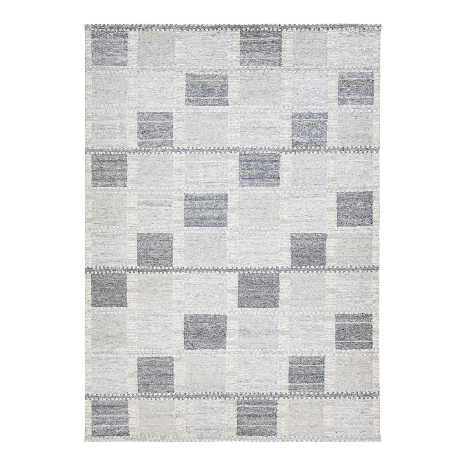 Handmade Scandinavian Wool Rug 9'10 x 13'11 Geometric Pattern Gray (1 of 9)