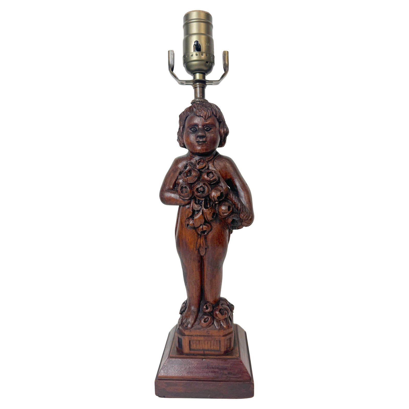 Art Deco Black Forest Cherub Lamp Circa 1925 Hand-Carved Putti (1 of 10)