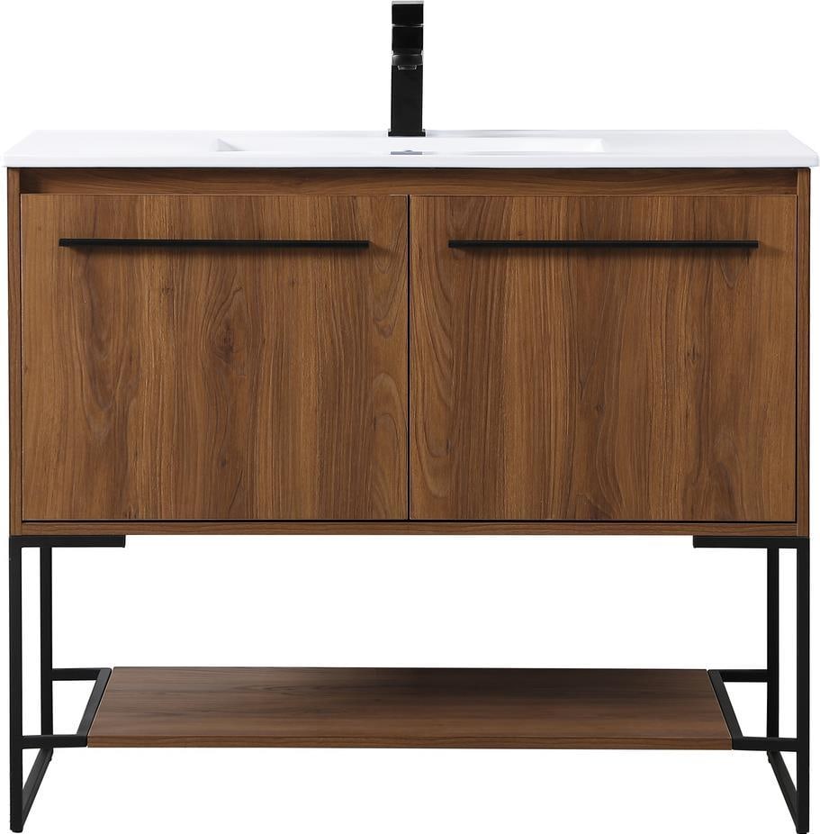 Elegant Lighting Walnut Brown 40 Inch Single Bathroom Vanity: Elegant Lighting Walnut Brown 40 Inch Single Bathroom Vanity Elevate your bathroom decor with this elegant Walnut Brown 40" Single Bathroom Vanity. Crafted from durable MDF, this stylish vanity featur