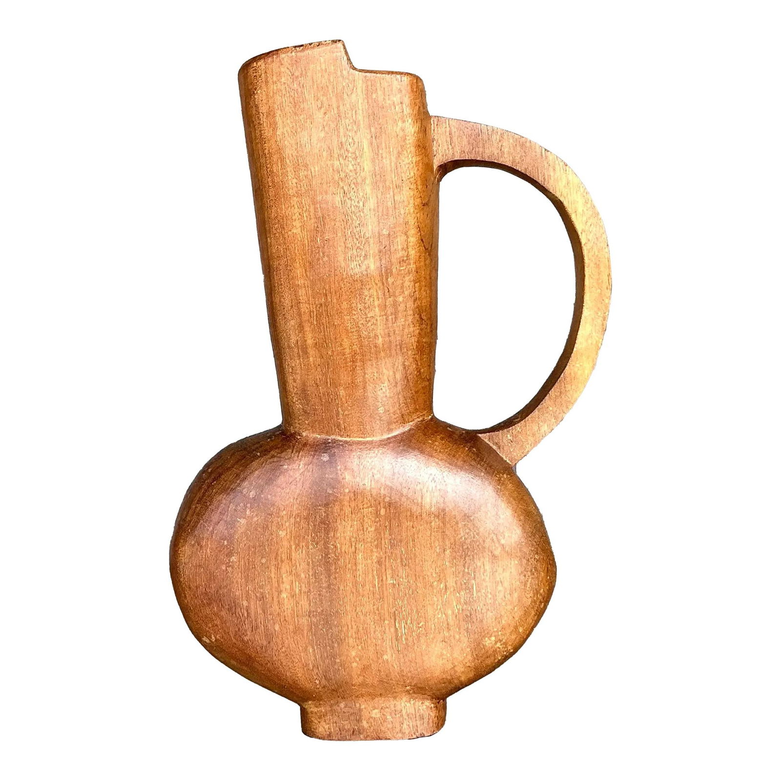 Vintage French Hand-Carved Wooden Vase 16 Inch Boho Decor (1 of 10)