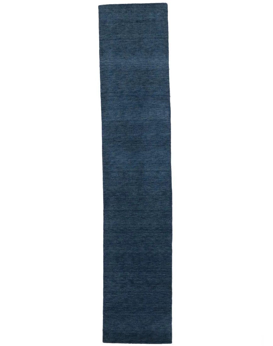 Steel Blue Hand-Loomed Wool Gabbeh Runner Rug 2'5 x 12'0 Modern Design (1 of 12)