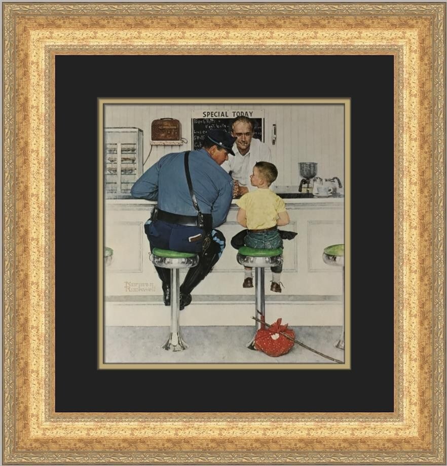 Norman Rockwell The Runaway 1977 Custom Framed Print Americana Art (1 of 2)