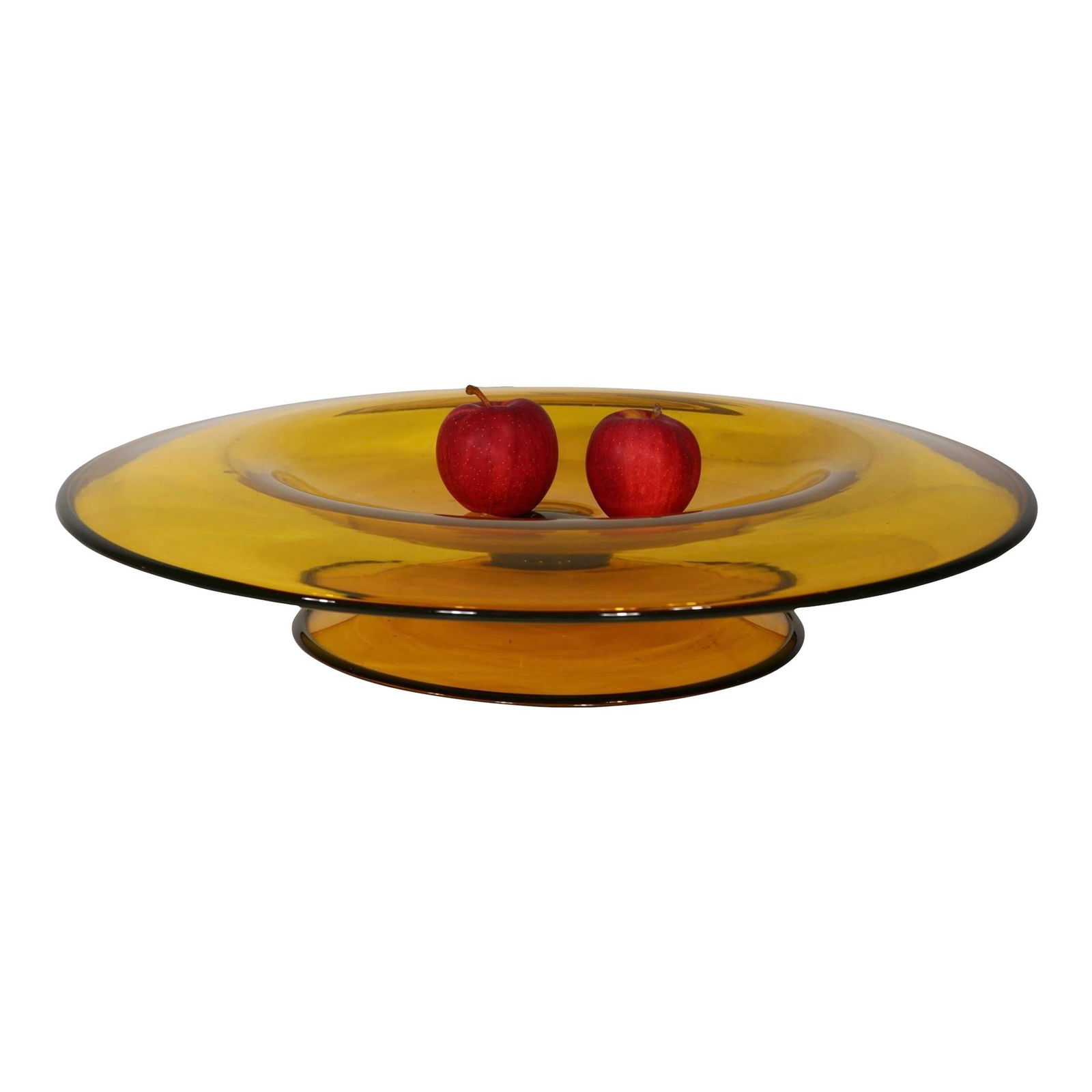 Marcel Goupy French Art Glass Footed Compote Bowl Amber 22.75" (1 of 10)