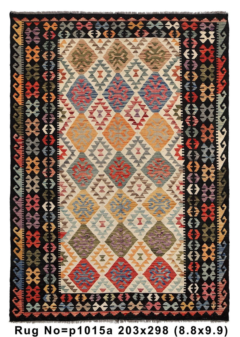 Handmade 6.8 x 9.9 ft Natural Wool Vegetable Dyed Kilim Rug (1 of 9)