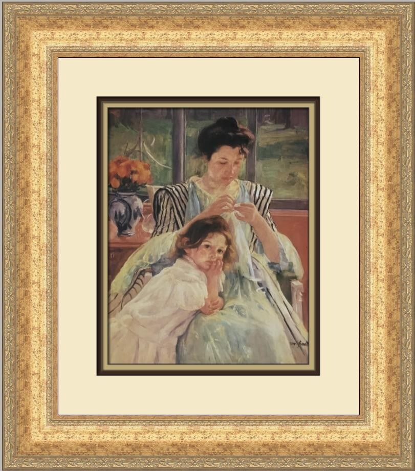 Mary Cassatt Young Mother Sewing Custom Framed Art Print 19x17 (1 of 2)