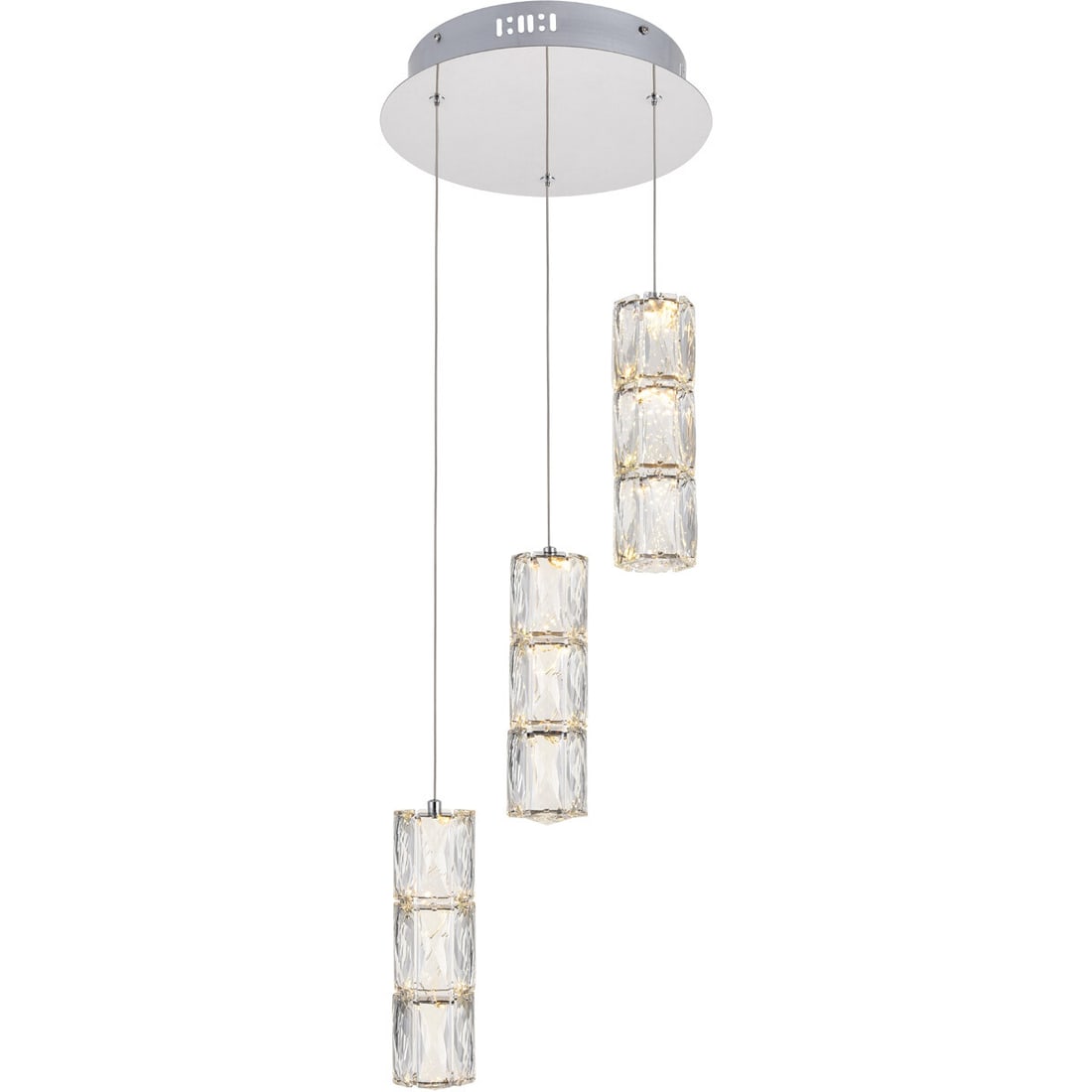 Polaris Chrome Crystal Pendant Chandelier 12 Inch 3 Light Dimmable (1 of 10)