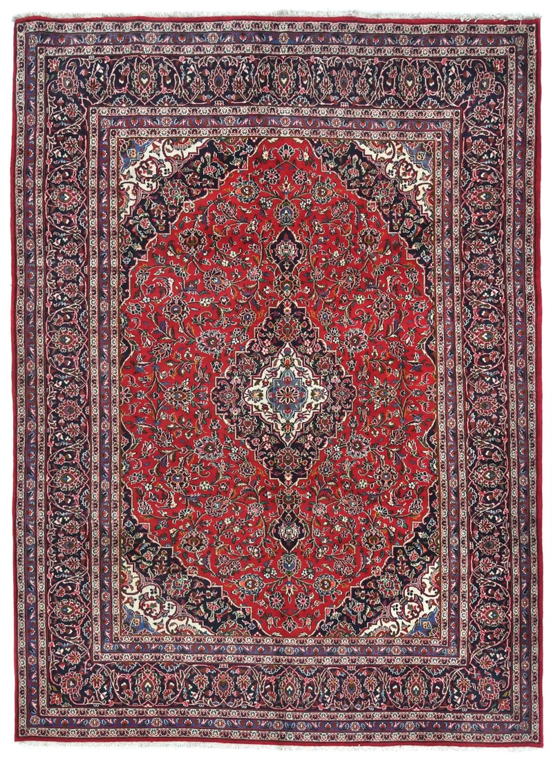 Hand-Knotted Vintage Red Floral Area Rug 8'3 x 10'11 (1 of 11)