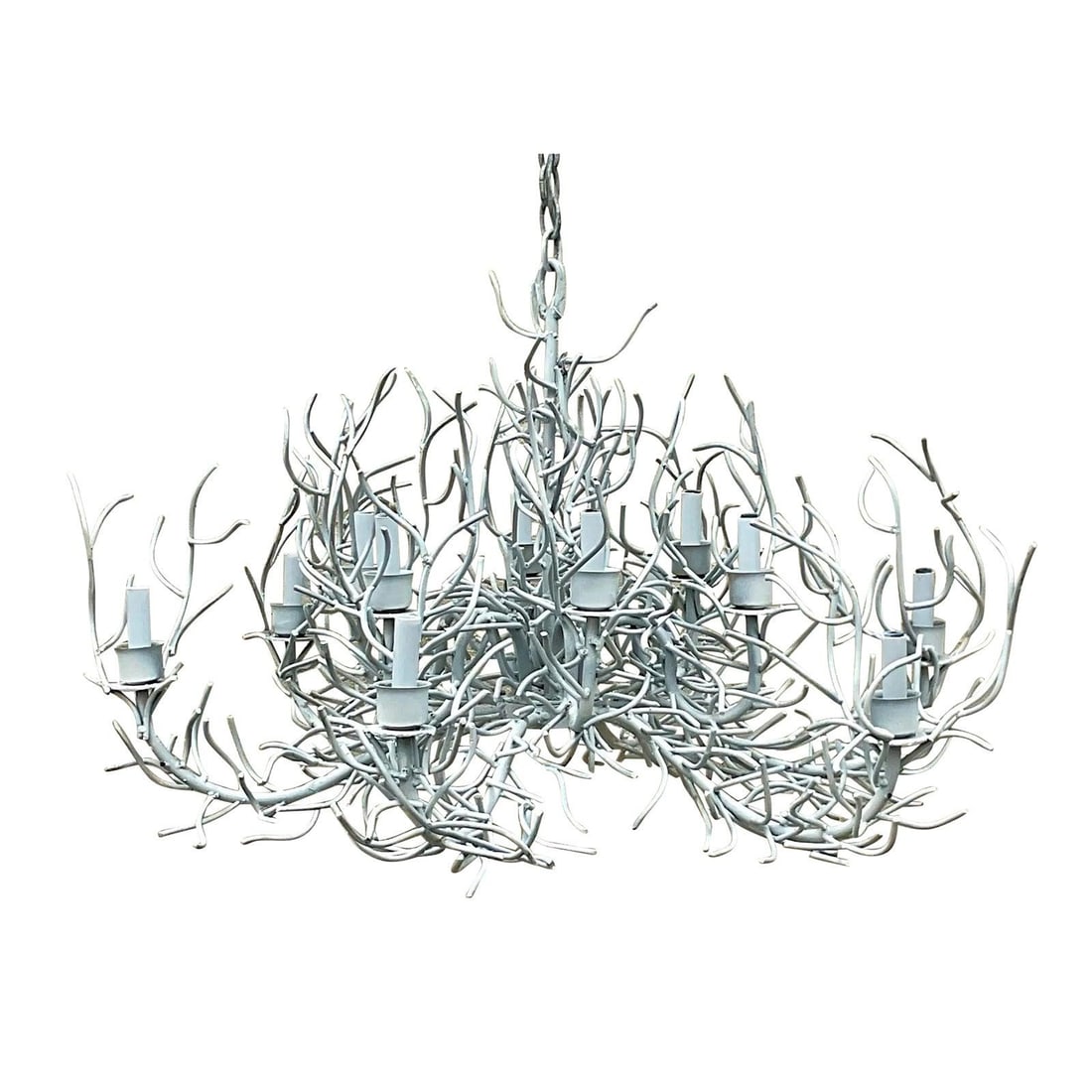 Vintage Coastal Coral Branch Metal Chandelier Off-White 41.5" (1 of 5)
