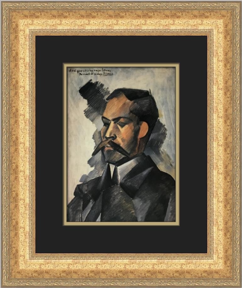 Pablo Picasso Portrait of Mauel Pallares Custom Framed Art Print: Pablo Picasso Portrait of Mauel Pallares Custom Framed Art Print Elevate your art collection with this stunning custom framed print of Pablo Picasso's "Portrait of Mauel Pallares." This medium-sized p