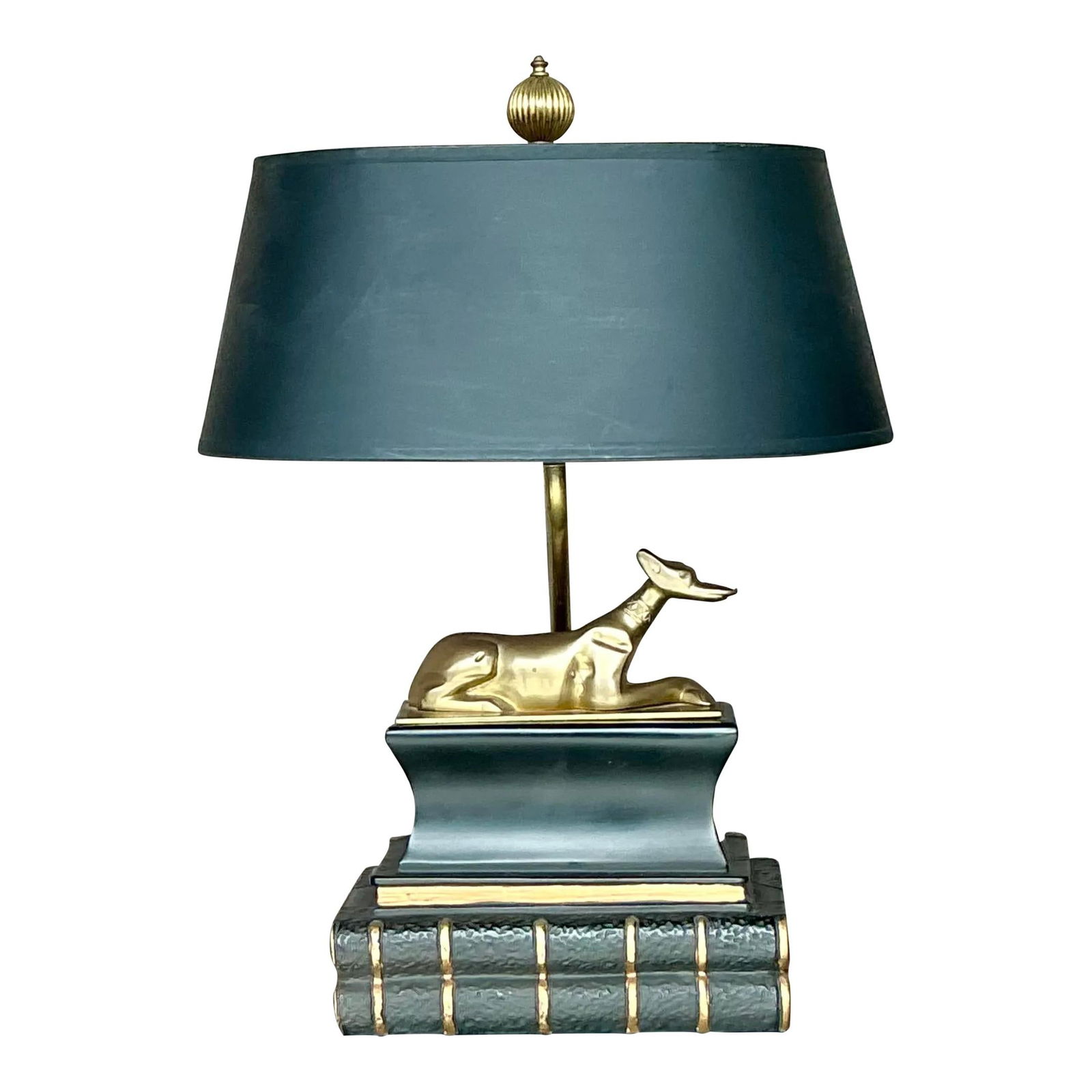 Vintage Chapman Regency Dog Lamp Brass Sculpture Black Shade (1 of 8)