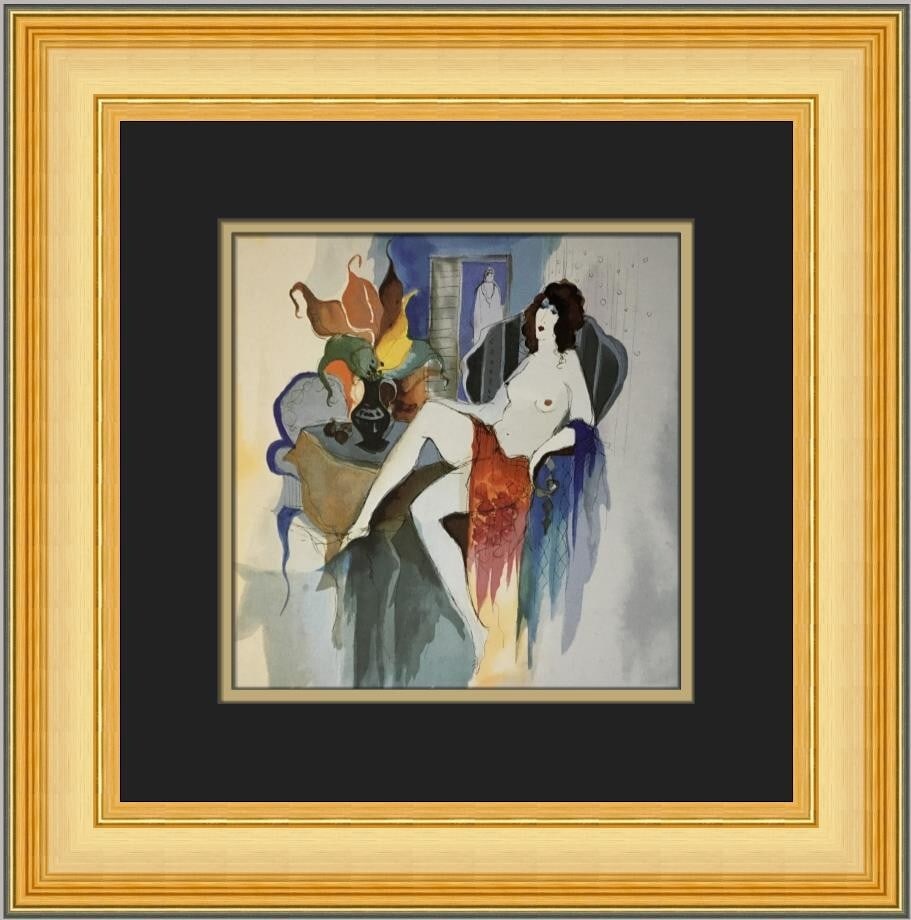 Itzchak Tarkay Le Salon II Custom Framed Print 16x16 Contemporary Art: Itzchak Tarkay Le Salon II Custom Framed Print 16x16 Contemporary Art This stunning custom framed print titled "Le Salon II" by renowned artist Itzchak Tarkay showcases contemporary art featuring a nu