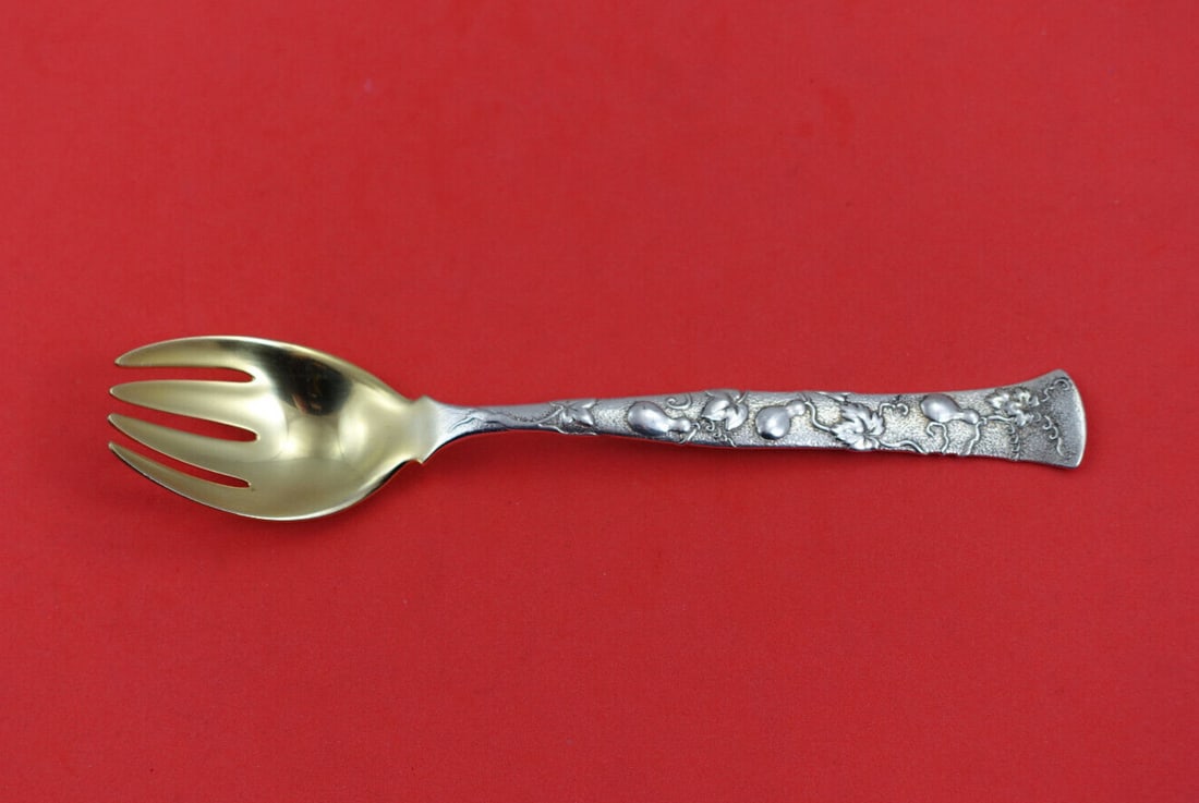 Tiffany Vine Sterling Silver 6" Ice Cream Fork Gourd Motif Monogrammed (1 of 6)