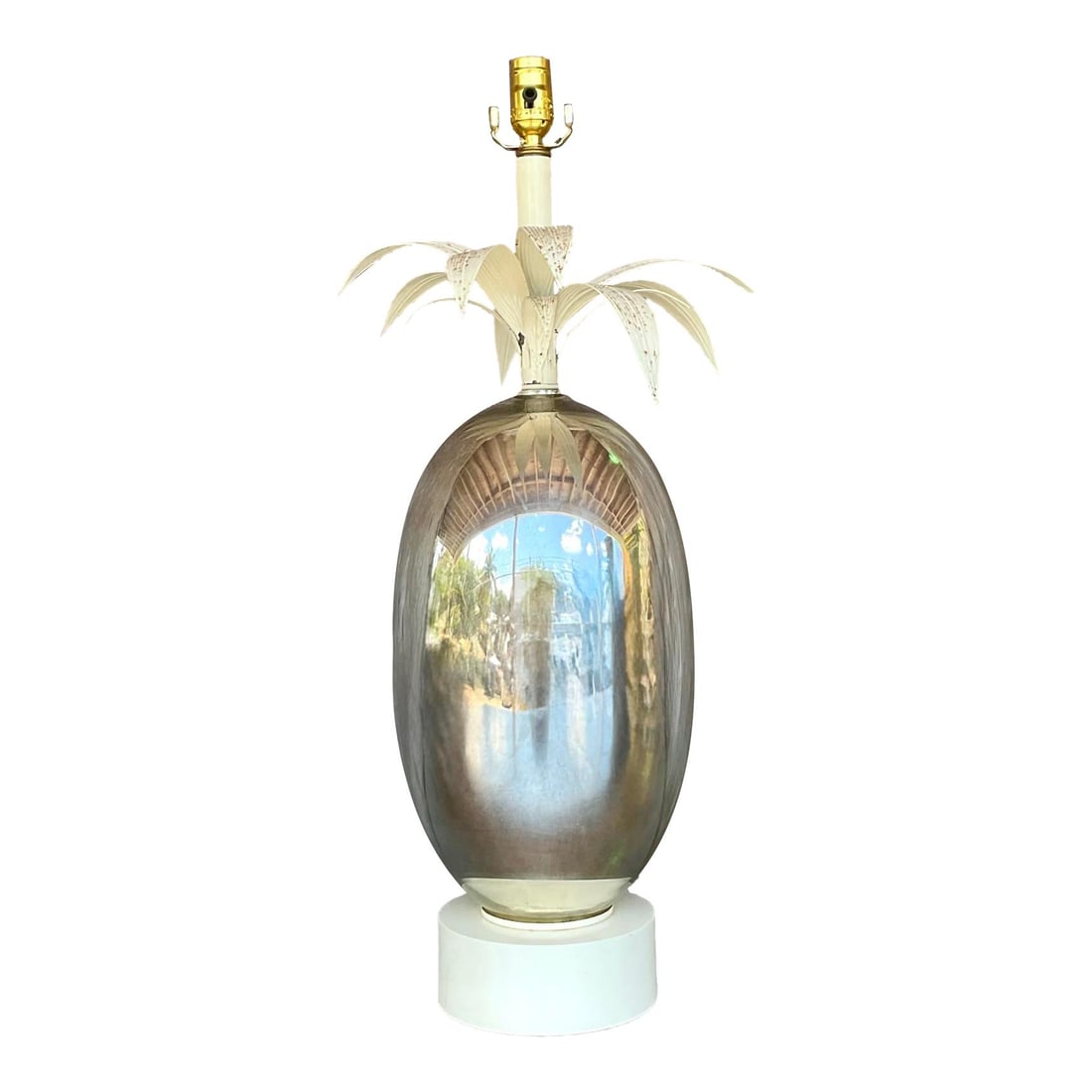 Vintage Mercury Glass Palm Frond Lamp for Coastal Elegance (1 of 8)