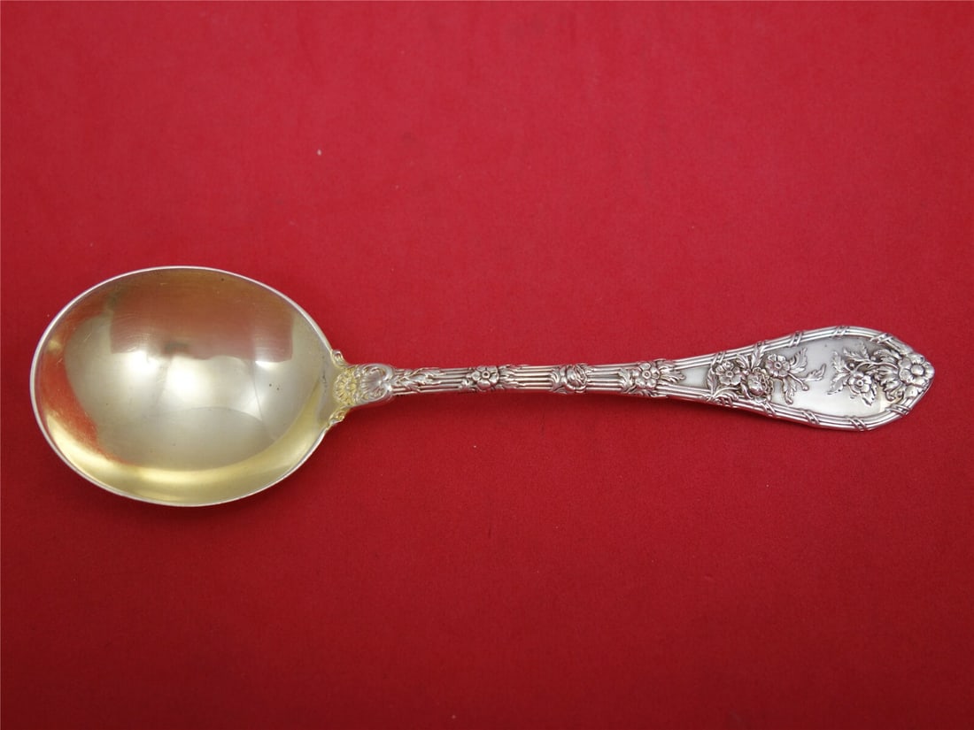 Durgin Dauphin Sterling Silver Bouillon Soup Spoon Goldwashed 5 3/4" (1 of 2)