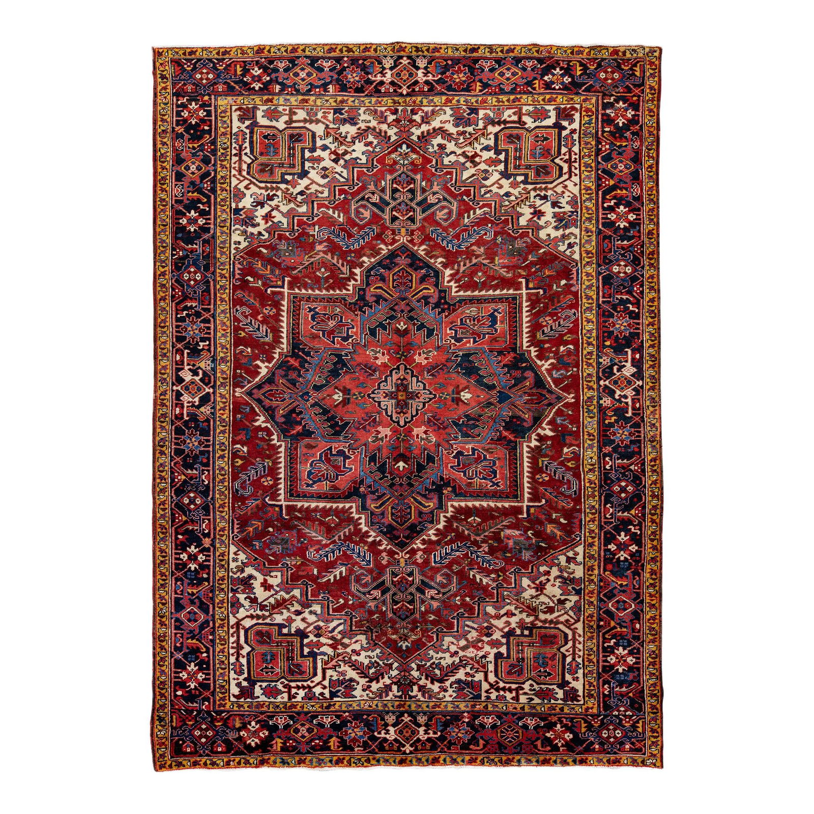 Vintage Handmade Heriz Red Medallion Wool Rug 7'10 X 11'3 (1 of 10)