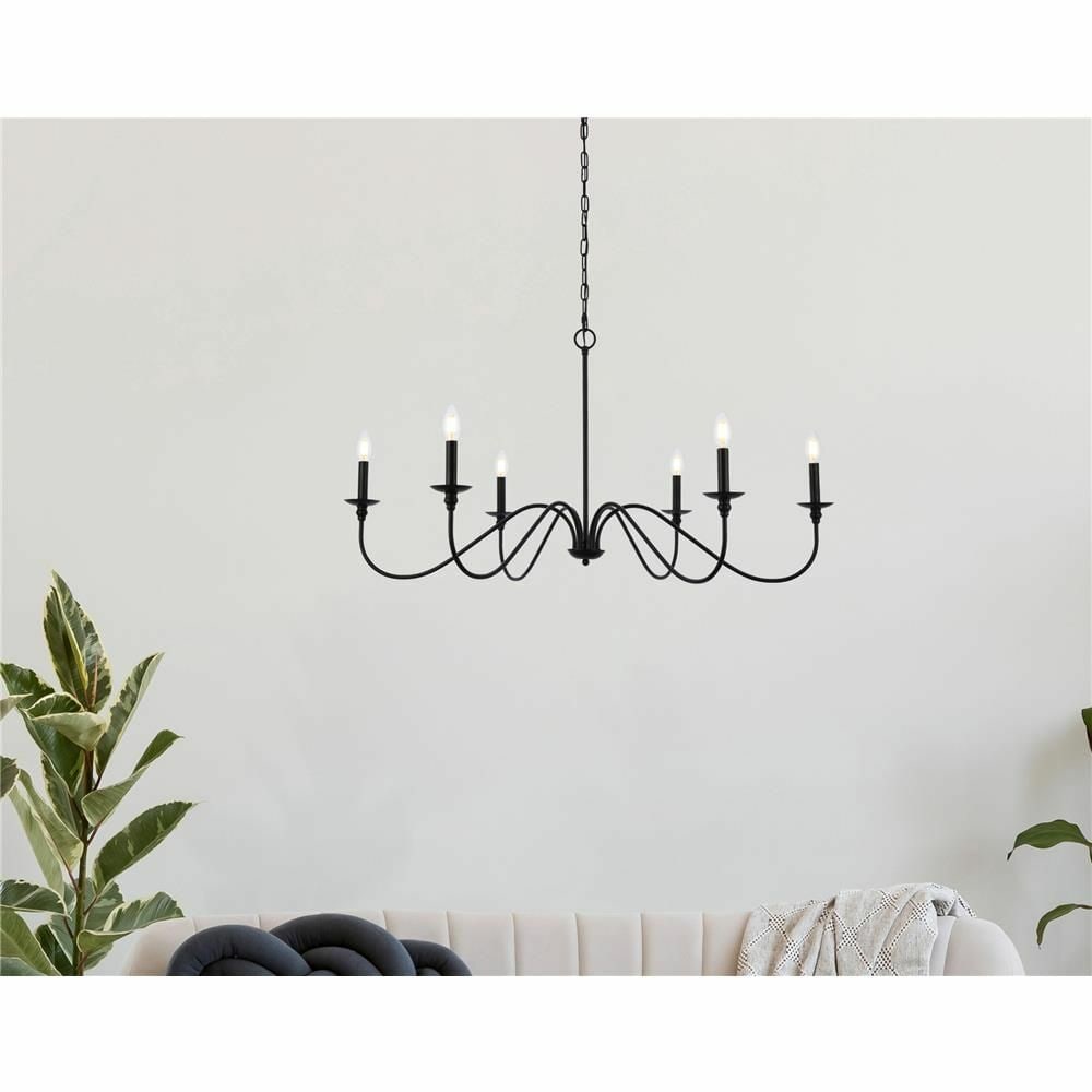 Rohan 6-Light Matte Black Farmhouse Chandelier 42 Inch: Rohan 6-Light Matte Black Farmhouse Chandelier 42 Inch Illuminate your space with the elegant Rohan 6-Light Chandelier, featuring a striking matte black finish that complements a variety of decor styl