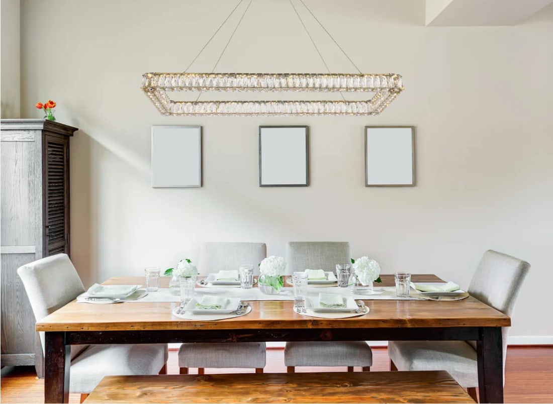 Monroe 50 Inch Gold Crystal LED Chandelier by: Monroe 50 Inch Gold Crystal LED Chandelier by Illuminate your space with this elegant 50-inch Modern Crystal Chandelier. Featuring a stunning gold finish and royal cut clear crystals, this chandelier