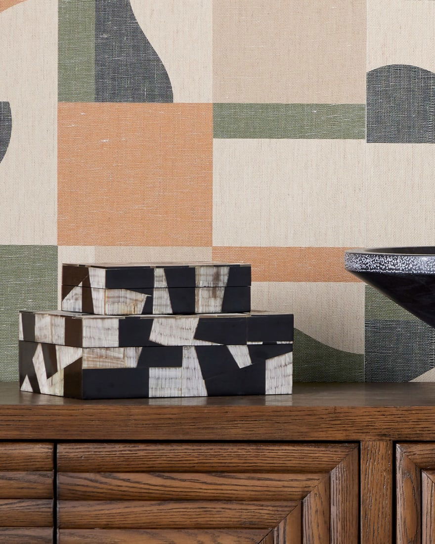 Currey Bindu Modernist Black Ivory Decorative Boxes Set (1 of 6)