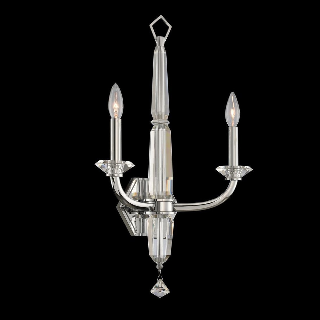 Kalco Palermo Brass Wall Sconce with Firenze Crystal 2-Light Dimmable (1 of 1)