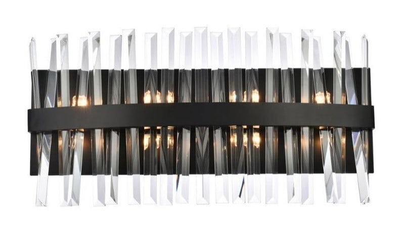 Serena 8-Light Black Crystal Wall Sconce 24-Inch Modern Design (1 of 7)