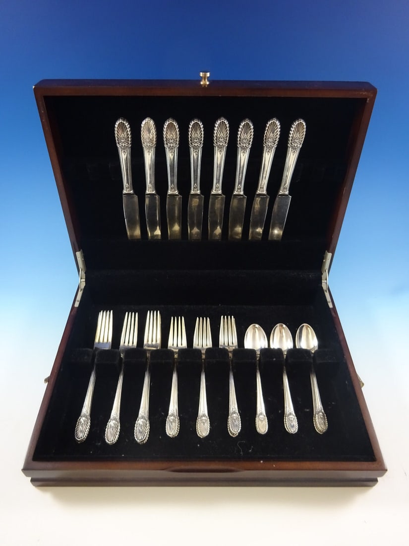 Riviera International Sterling Silver Flatware Set for 8 32 Pcs with Storage Chest (1 of 5)