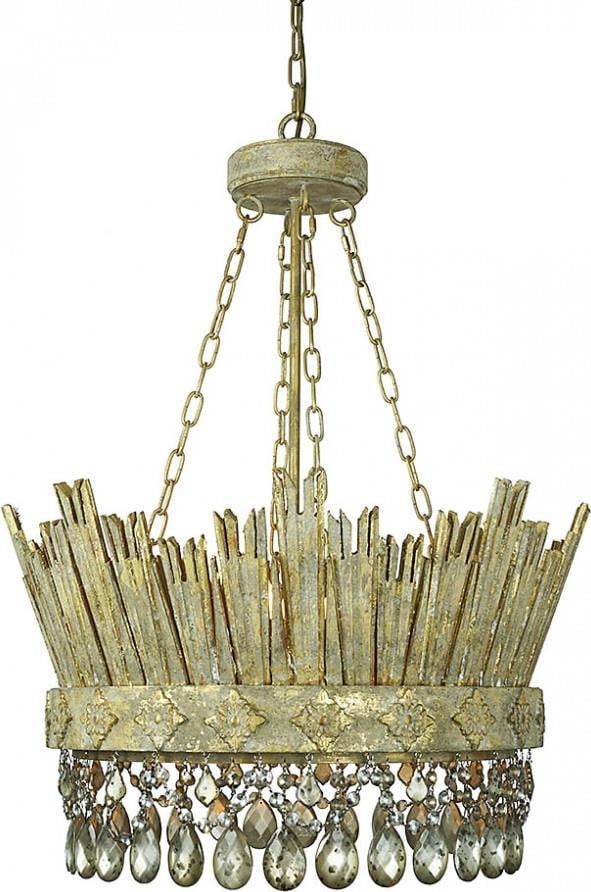 Provence Home Gold Wood Bowl Chandelier 2-Light Transitional Style (1 of 1)