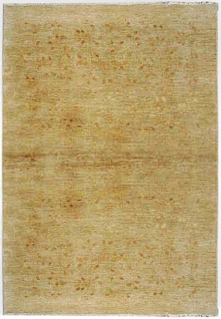 Handmade Light Tan Indian Chobi Rug 6' x 9' 4" Bold Geometric Patterns (1 of 3)