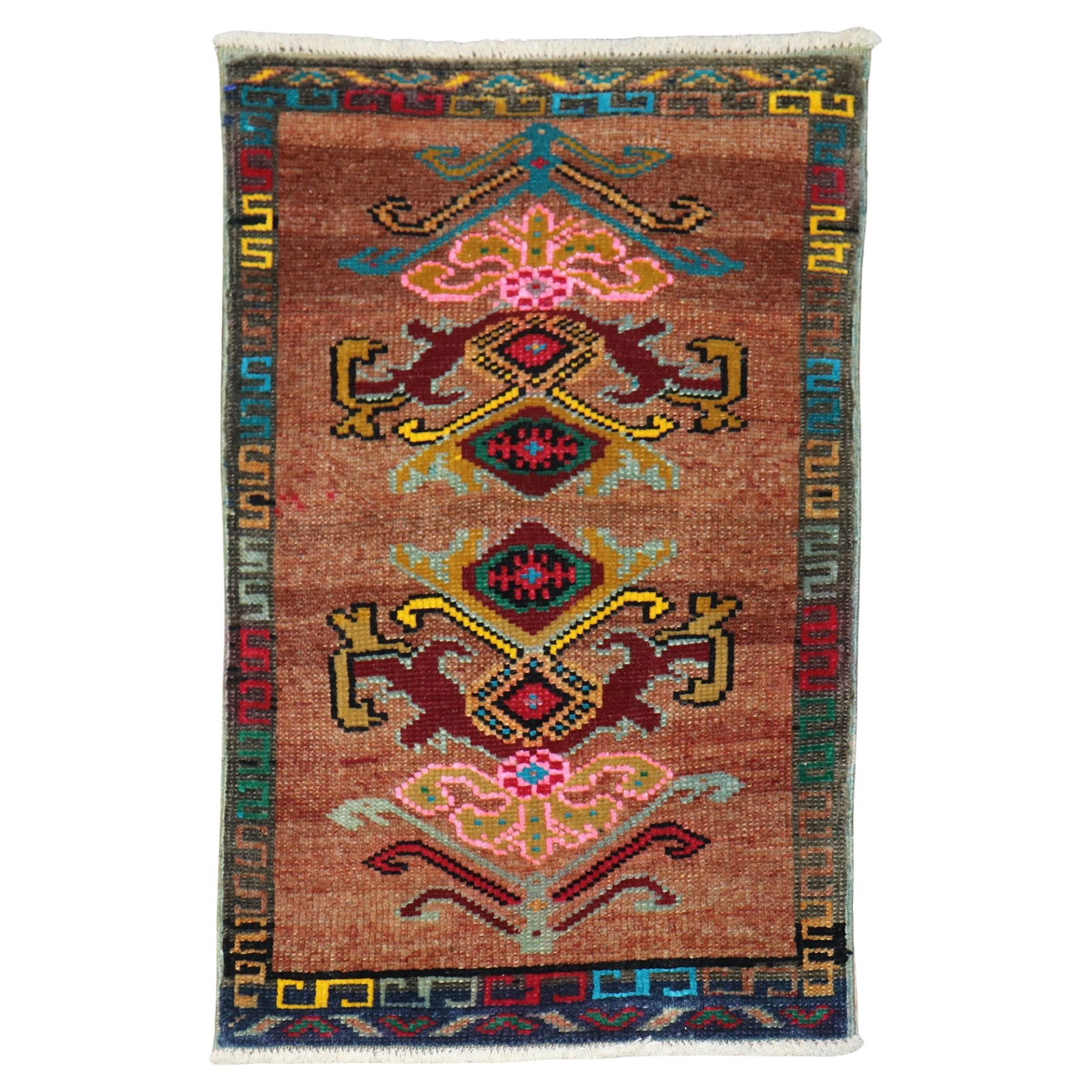 Zabihi Collection Hand-Knotted Mini Turkish Rug 1'6 x 2'3 Adirondack Wool: Zabihi Collection Hand-Knotted Mini Turkish Rug 1'6 x 2'3 Adirondack Wool This exquisite mini Turkish rug from the Zabihi Collection showcases the timeless artistry of mid-20th century craftsmanship.