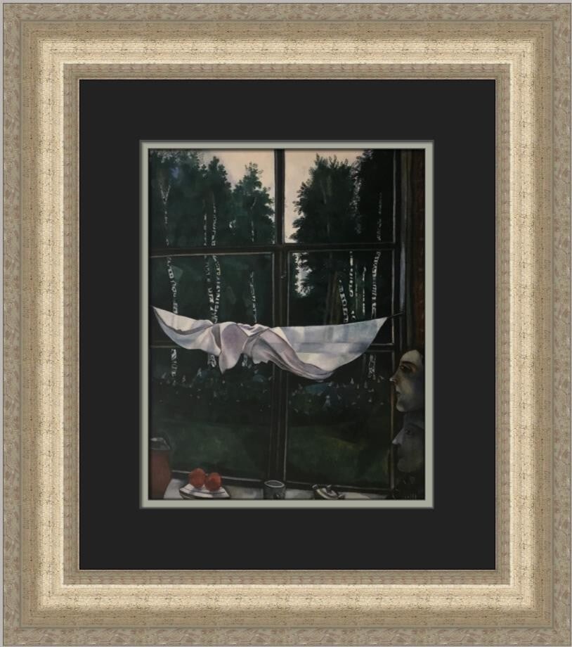 Marc Chagall A Window in the Country Custom Framed Art Print 1988: Marc Chagall A Window in the Country Custom Framed Art Print 1988 Discover the beauty of Marc Chagall's "A Window in the Country" in this exquisite custom-framed print. This medium-sized piece, measur